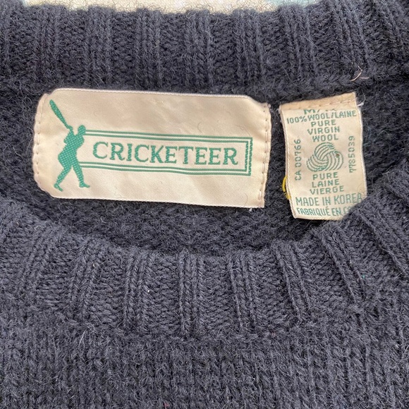 Vintage Cricketeer Virgin Wool Crew Pullover Sweater Black in size M Unisex - Picture 7 of 11